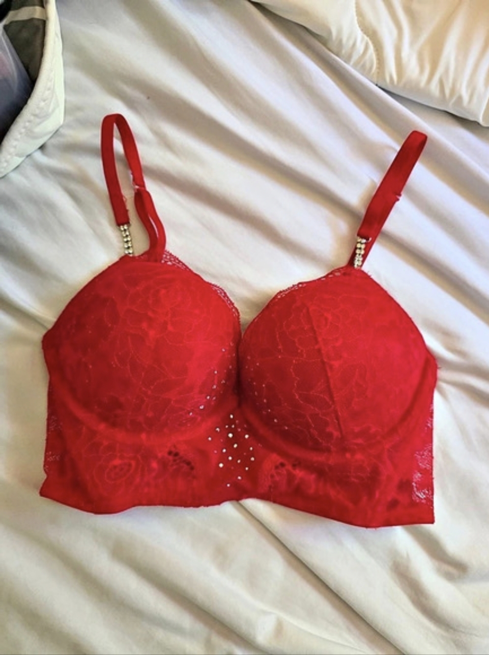La SENZA Shine Strap Push-Up Longline Bra Red 32C